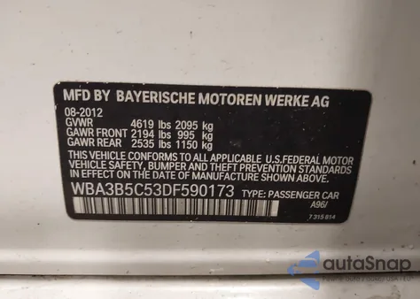 2013 BMW 328I xDrive из США, поврежденный, VIN WBA3B5C53DF590173